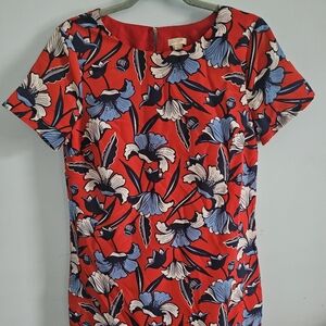 J. Crew Red and Navy Floral Dress